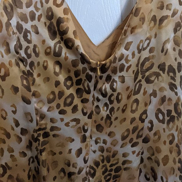 MOB WIFE !! |  NEVER WORN!! | Y2K VTG | SILK |  LEOPARD PRINT Sheath Dress!!  14 - Picture 6 of 10